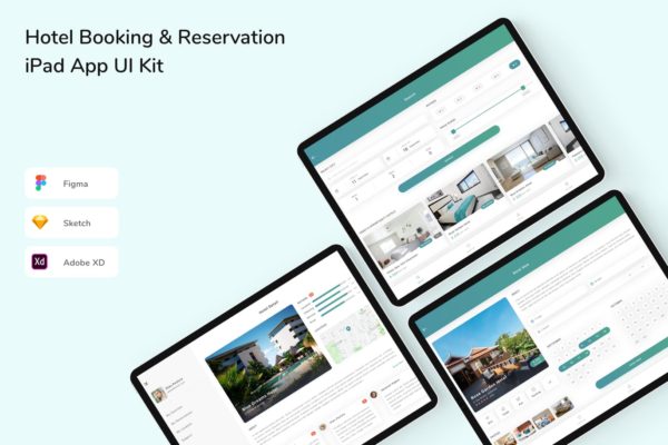 酒店预订 iPad App UI Kit (FIG,SKETCH,XD)