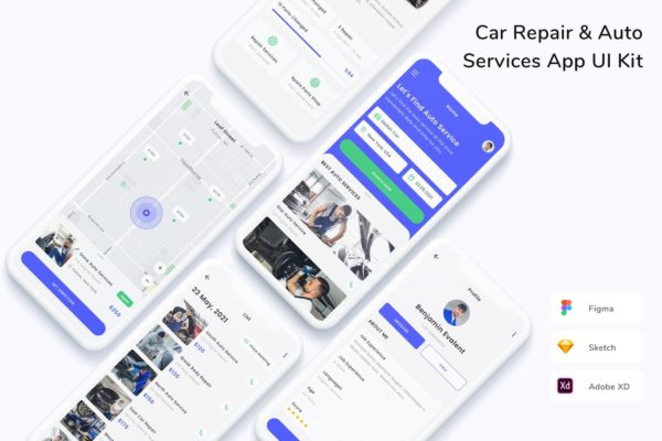 汽车维修&服务 App UI Kit (FIG,SKETCH,XD)