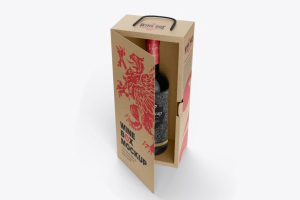 牛皮纸盒子葡萄酒瓶模型(PNG)