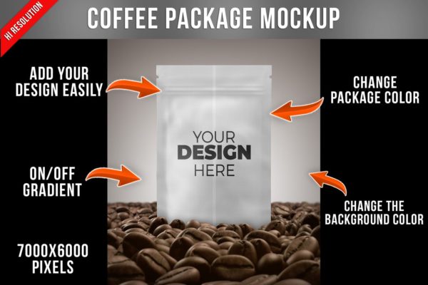咖啡包装袋设计样机 (PSD)