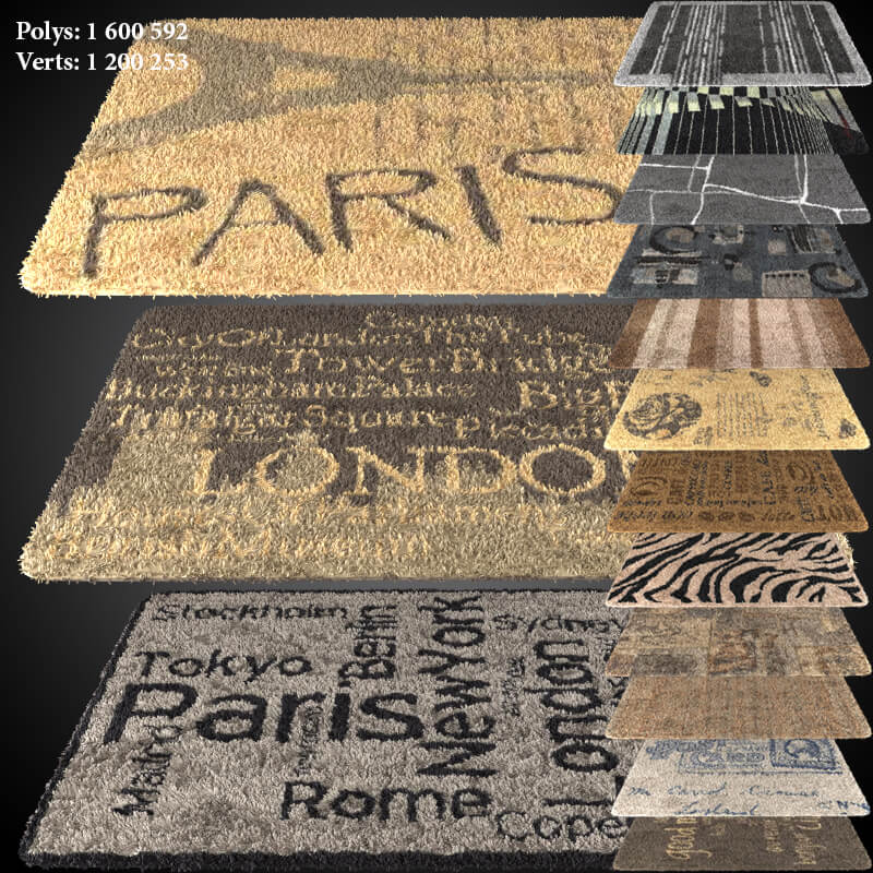 城市主题印花地毯系列3D模型（FBX,MAX）