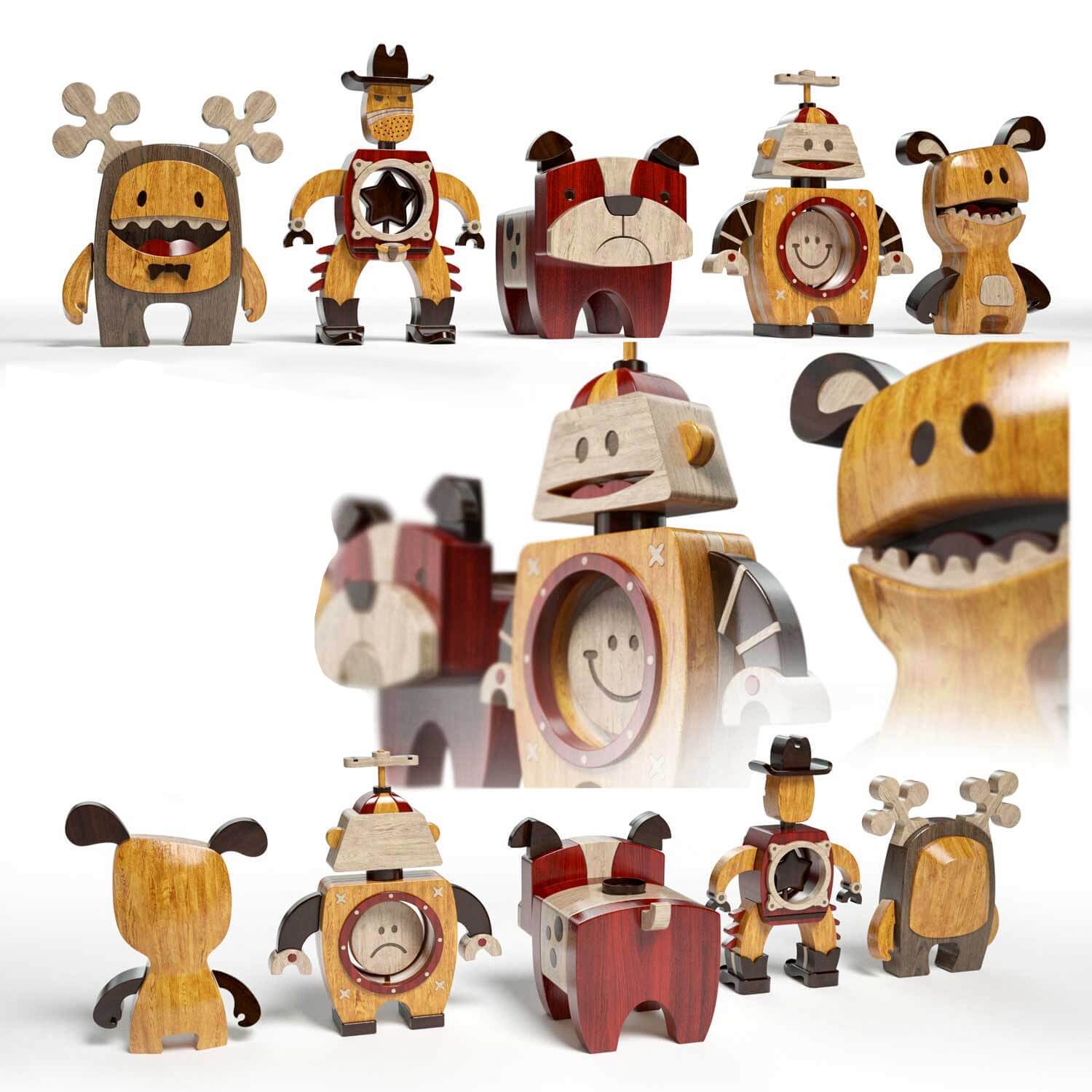 儿童木头动物玩具系列3D模型（OBJ,FBX,MAX）