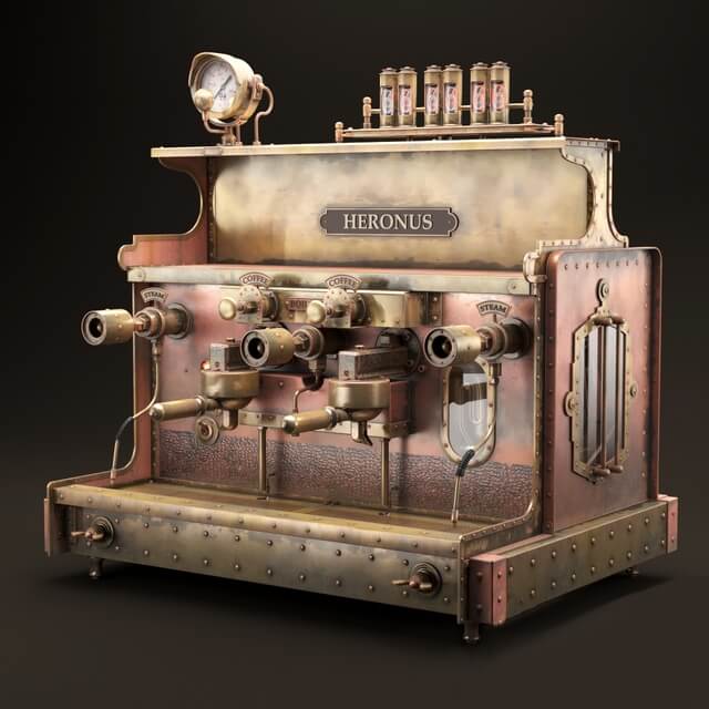复古蒸汽朋克咖啡机3D模型（OBJ,FBX,MAX）
