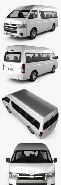 丰田 Hiace Passenger Van L2H3 GLX 2013 小巴3D汽车模型下载 (MAX,3DS,FBX,OBJ,C4D,LWO)