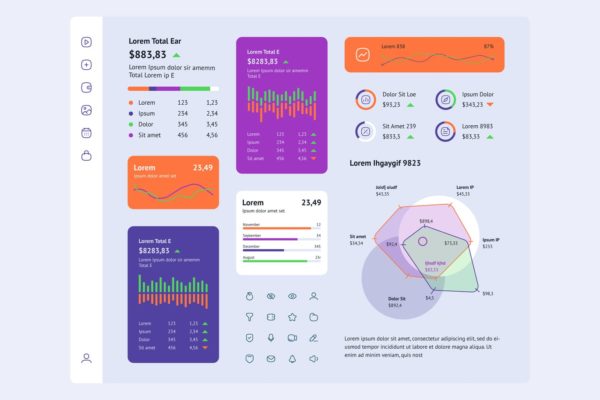 仪表板信息图表的矢量APP UI图表 (AI,EPS,JPG)