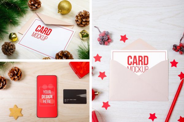 圣诞电话和卡片模型集(PSD)