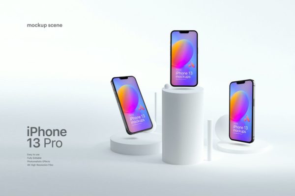 高品质的多用途iPhone 13 Pro APP UI样机展示模型mockups