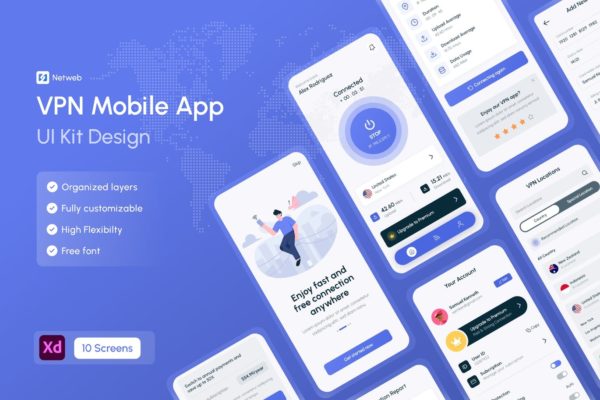 上网工具APP UI  KIT (XD)