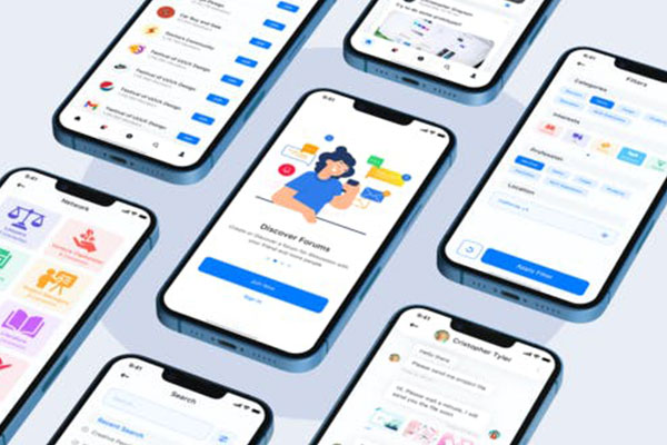 蓝色iPhone13手机App应用演示视频AE素材