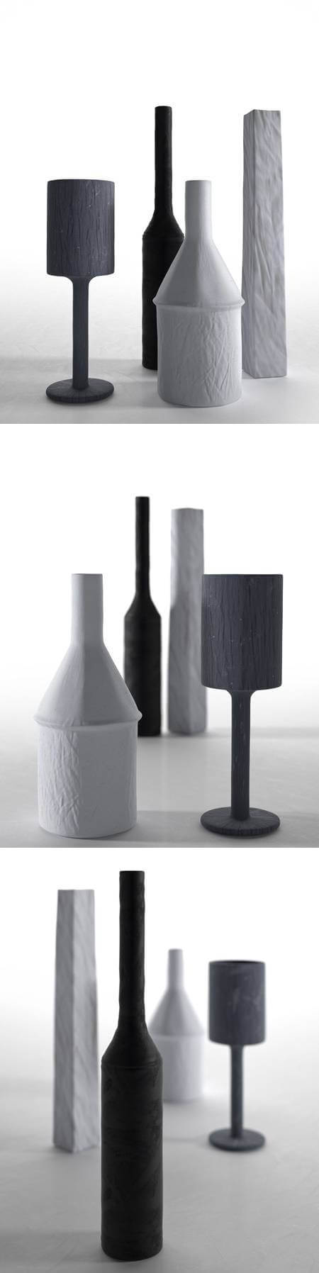 形状独特的灰色系装饰花瓶3D模型（OBJ,FBX,MAX）