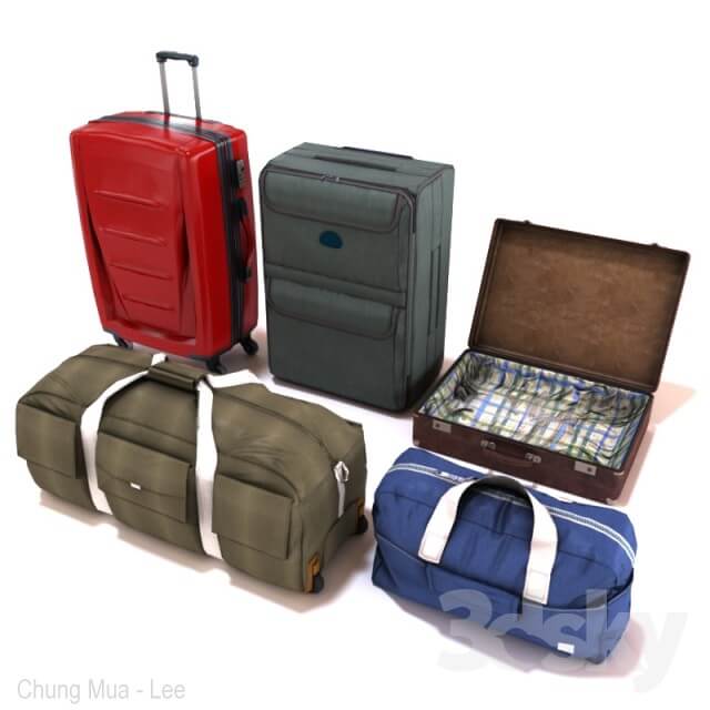 一组行李包行李箱拉杆箱3D模型（FBX,MAX）