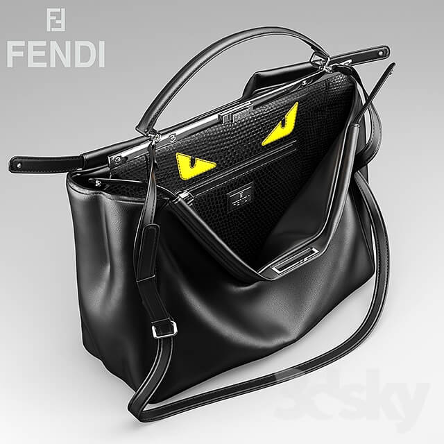 Fendi peekaboo黑色皮革手提包3D模型（MAX）