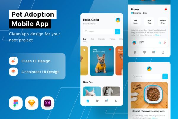 宠物收养服务APP UI KIT (FIG,SKETCH,XD)