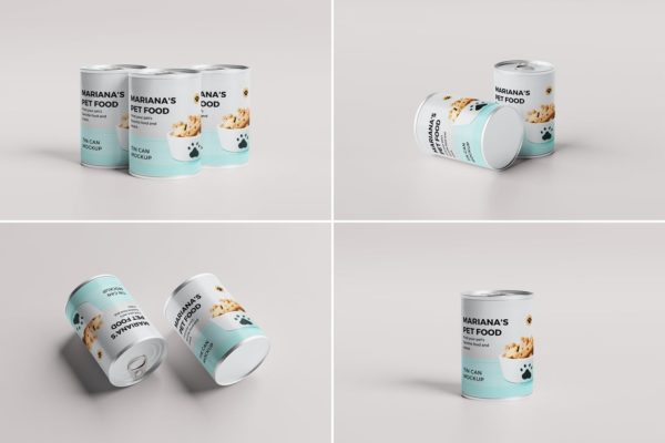 高品质的宠物食品罐头包装设计VI设计样机展示模型mockups
