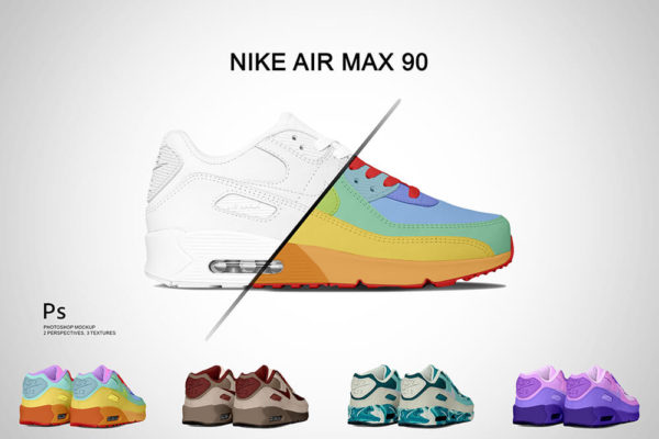 耐克Air Max 90运动鞋款式设计样机 (psd)