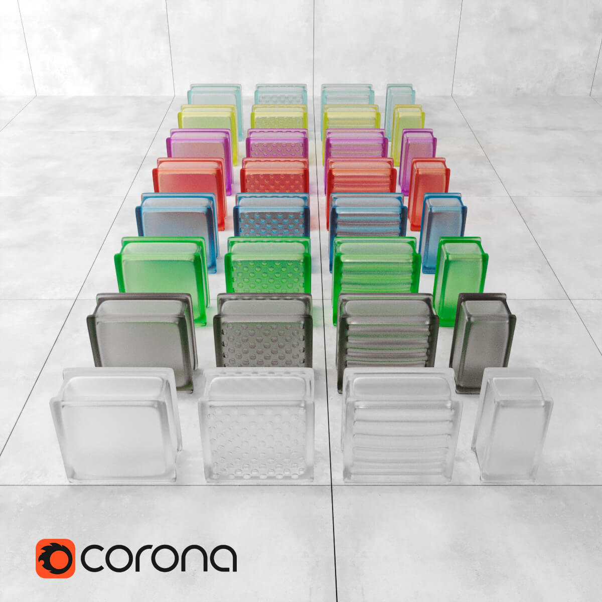 墙面装饰玻璃块3D模型（OBJ,FBX,MAX）