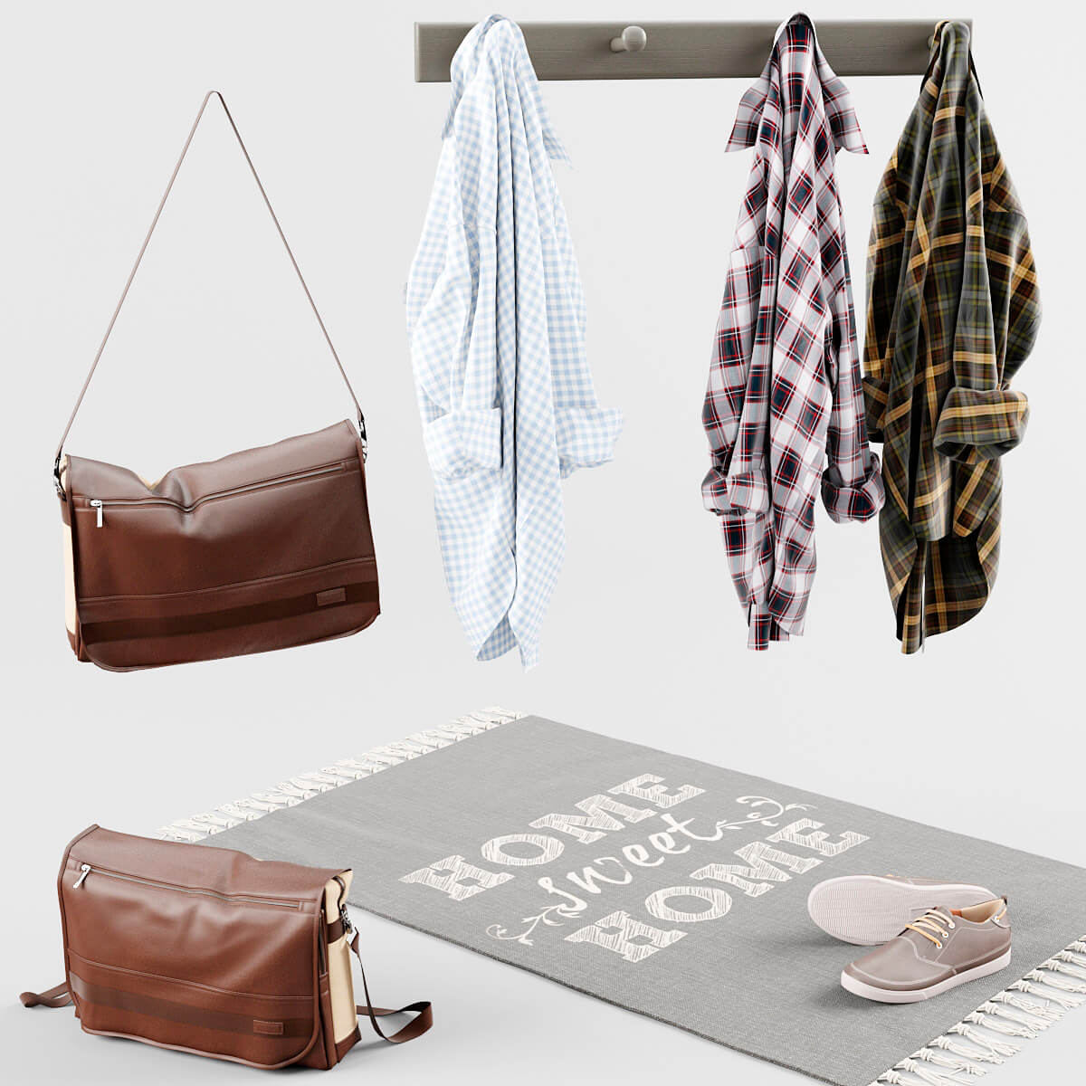 衣服皮包和鞋子地毯3D模型（FBX,MAX）