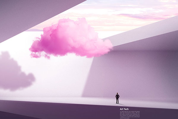 粉色云朵抽象空间背景素材 (psd)