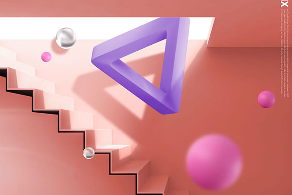 抽象三角形楼梯海报背景素材 (psd)