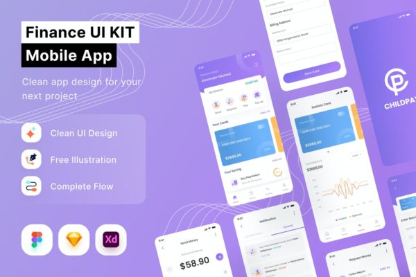 金融App Ui Kit (FIG,SKETCH,XD)