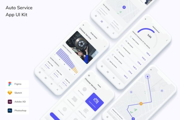 自动服务APP UI KIT（FIG,PSD,SKETCH,XD）