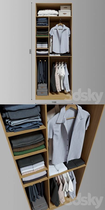 衣柜里折叠和悬挂的衣服3D模型（FBX,MAX）
