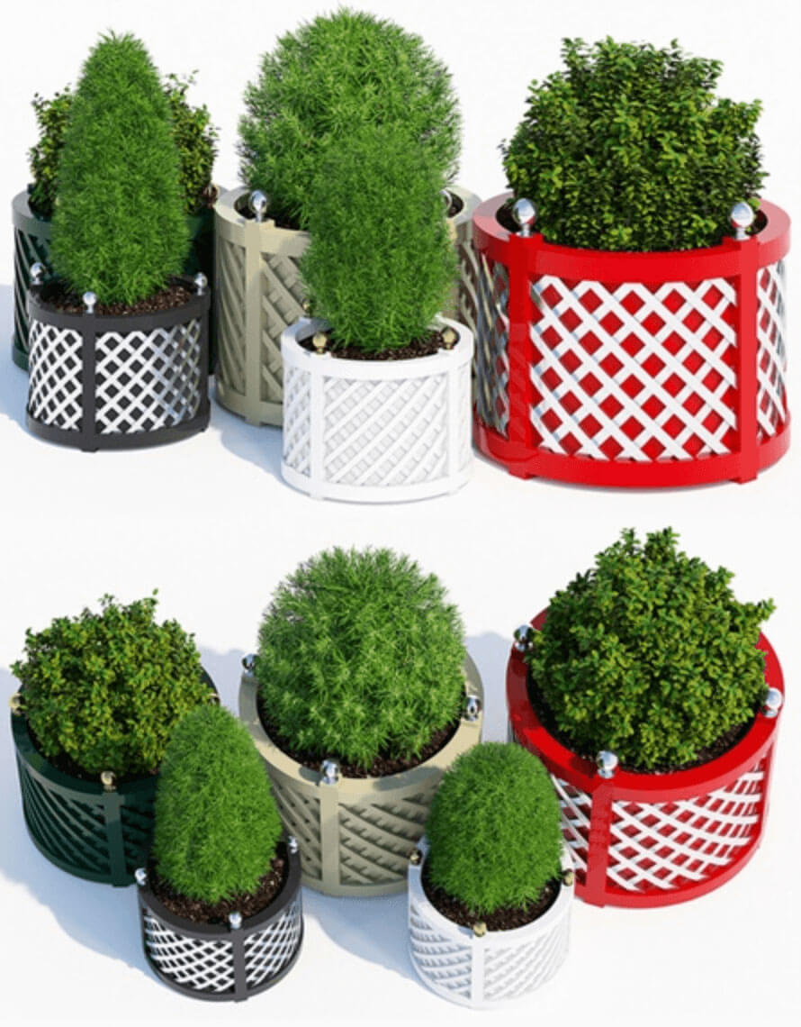 5种户外圆形绿植花坛3D模型（OBJ,MAX）