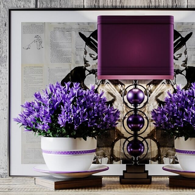 开满紫色花朵的盆景和紫色系台灯3D模型（OBJ,FBX,MAX）