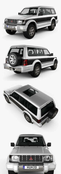 三菱 Pajero Wagon 5door 1991 老款越野车汽车3D模型下载 (MAX,3DS,FBX,OBJ,C4D,LWO)
