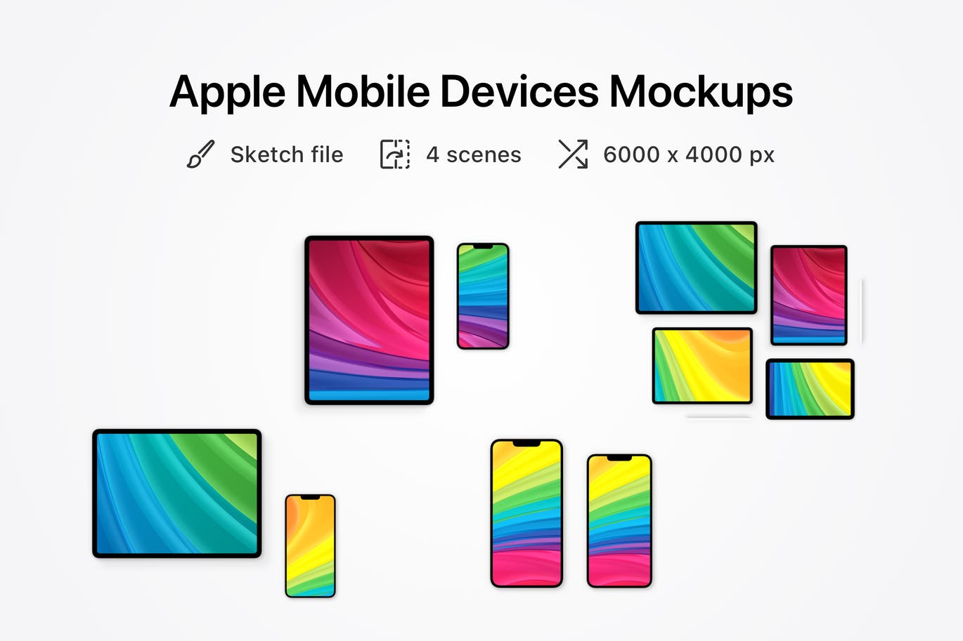 高品质的苹果移动设备APP UI样机展示模型mockups-sketch
