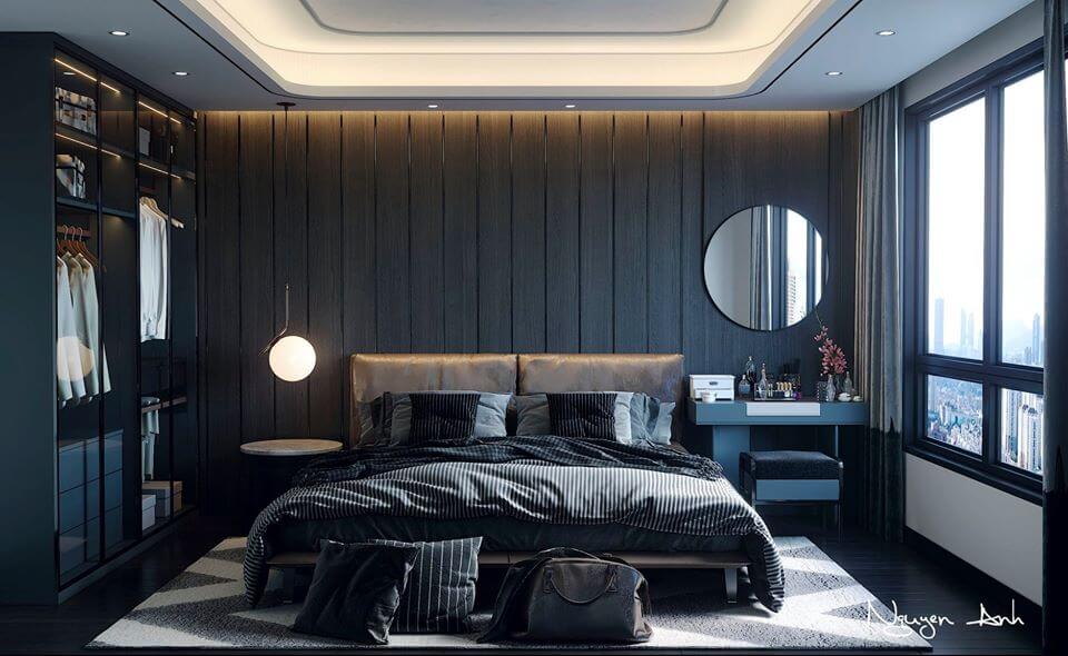 深色系卧室室内设计卧室家具和装饰组合3D模型（OBJ,FBX,MAX）