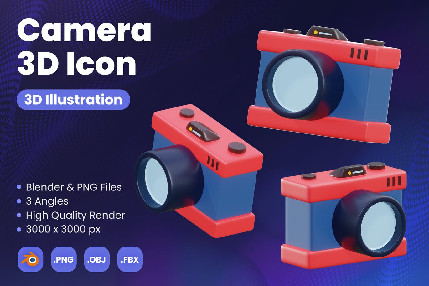 照相机3D图标插图 (PNG)