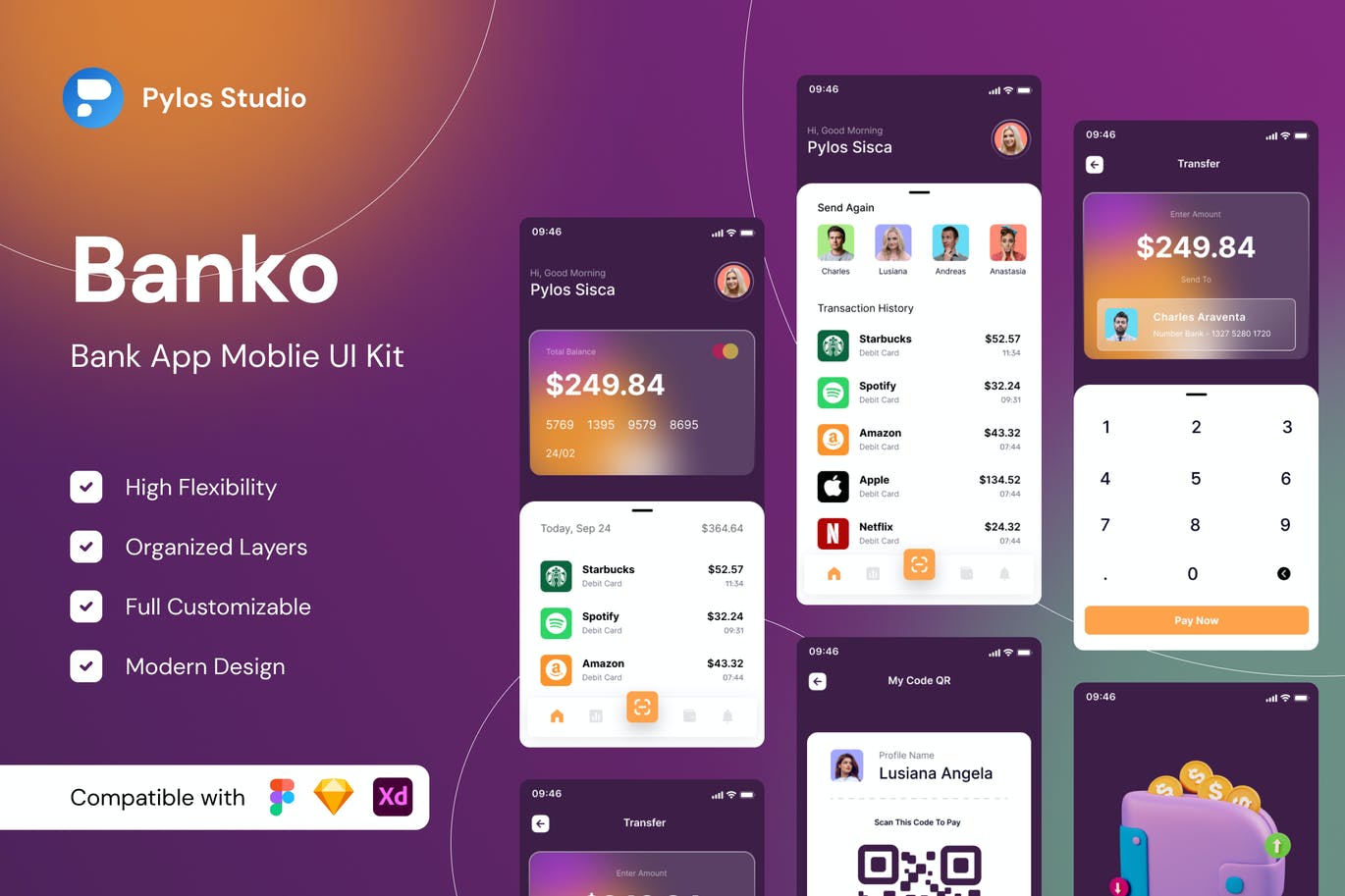 银行管理 App UI Kits (FIG)