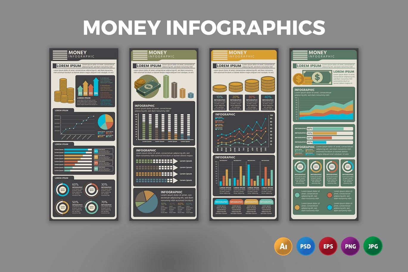 Money – 信息数据图表插画(AI,EPS,JPG,PNG,PSD)