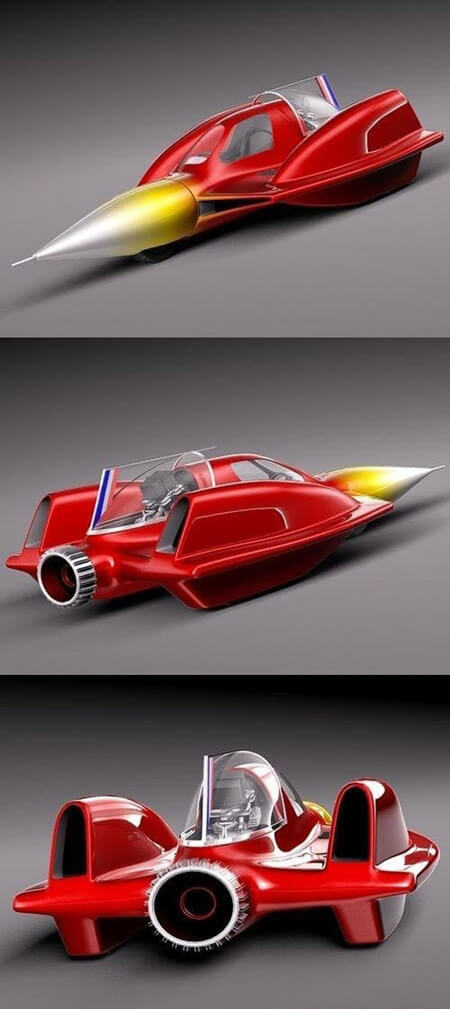 Turbo Sonic红色概念车3D模型（OBJ,FBX,MAX）