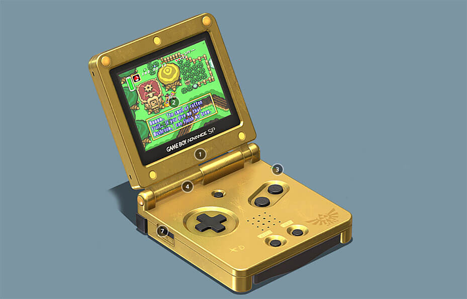 Gameboy Advance SP 3D 掌机游戏机模型下载（fbx,max,obj）