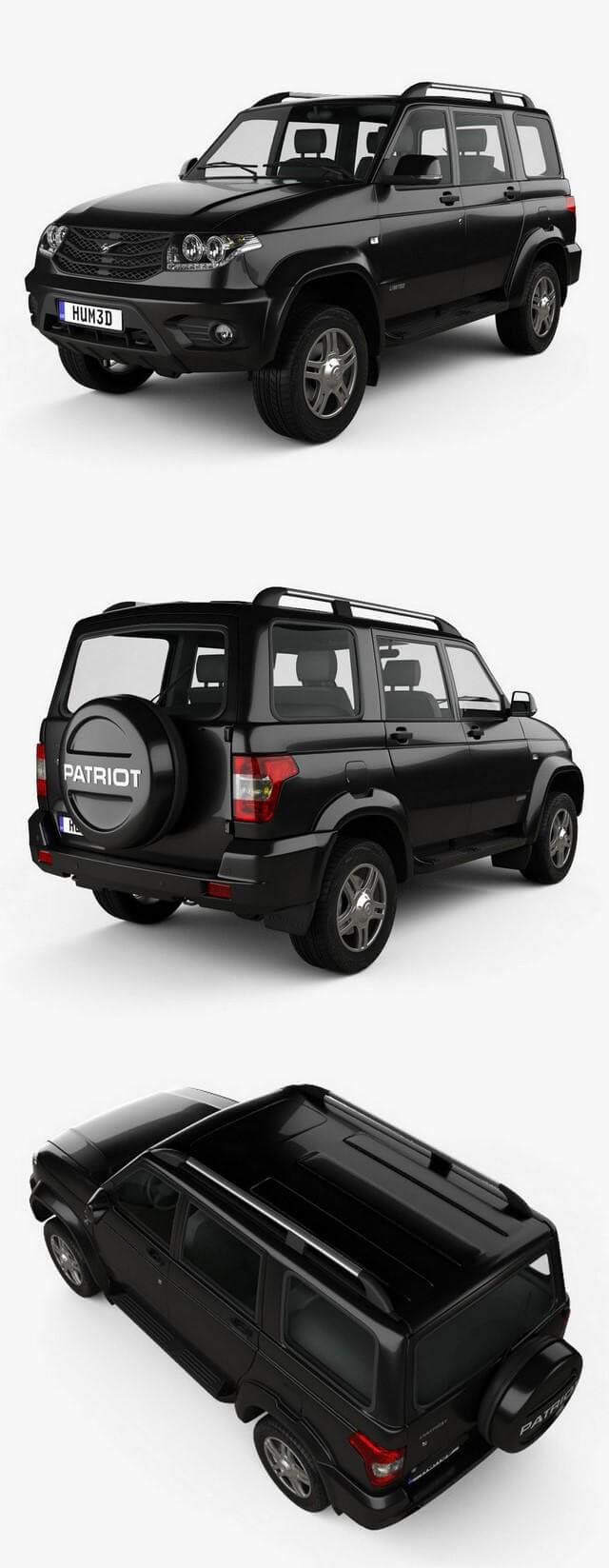 UAZ Patriot 3163 2014款黑色越野车3D模型（OBJ,FBX,MAX）