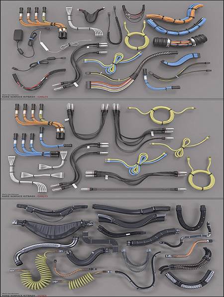 多种电缆 软管和管子合集3D模型（OBJ,MAX）