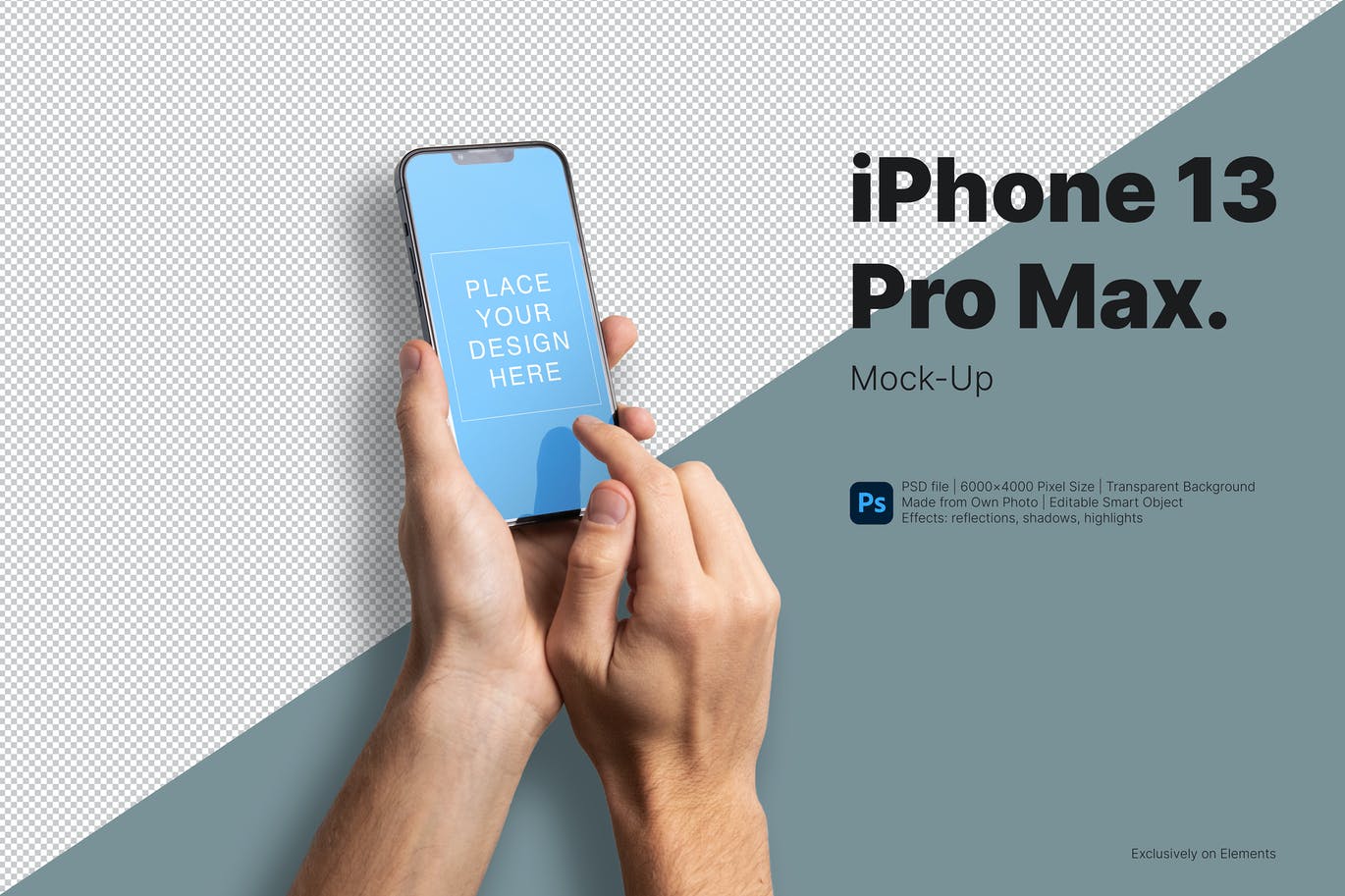 手持iPhone 13 Pro Max APP UI 样机展示模型mockups