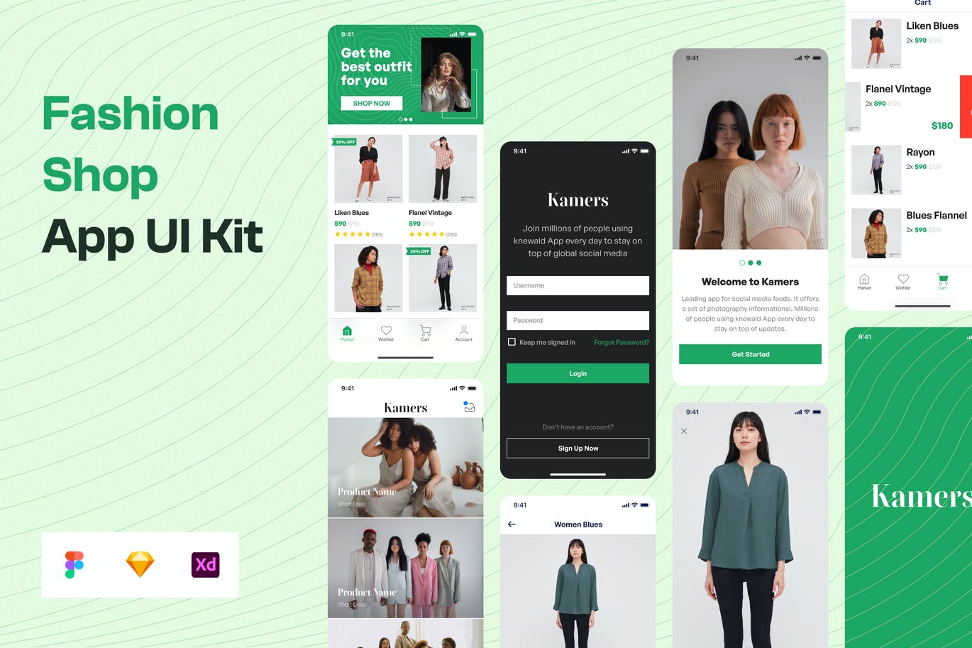 时尚电商高质量的UI设计 App UI Kit (FIG,SKETCH,XD)
