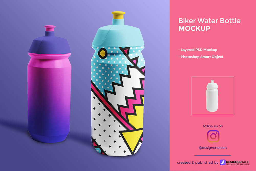 自行车运动水瓶图案设计样机 (psd)