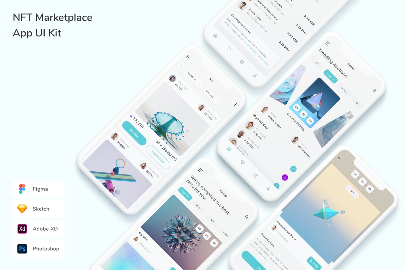 NFT 市场 App UI Kit (FIG,PSD,SKETCH,XD)