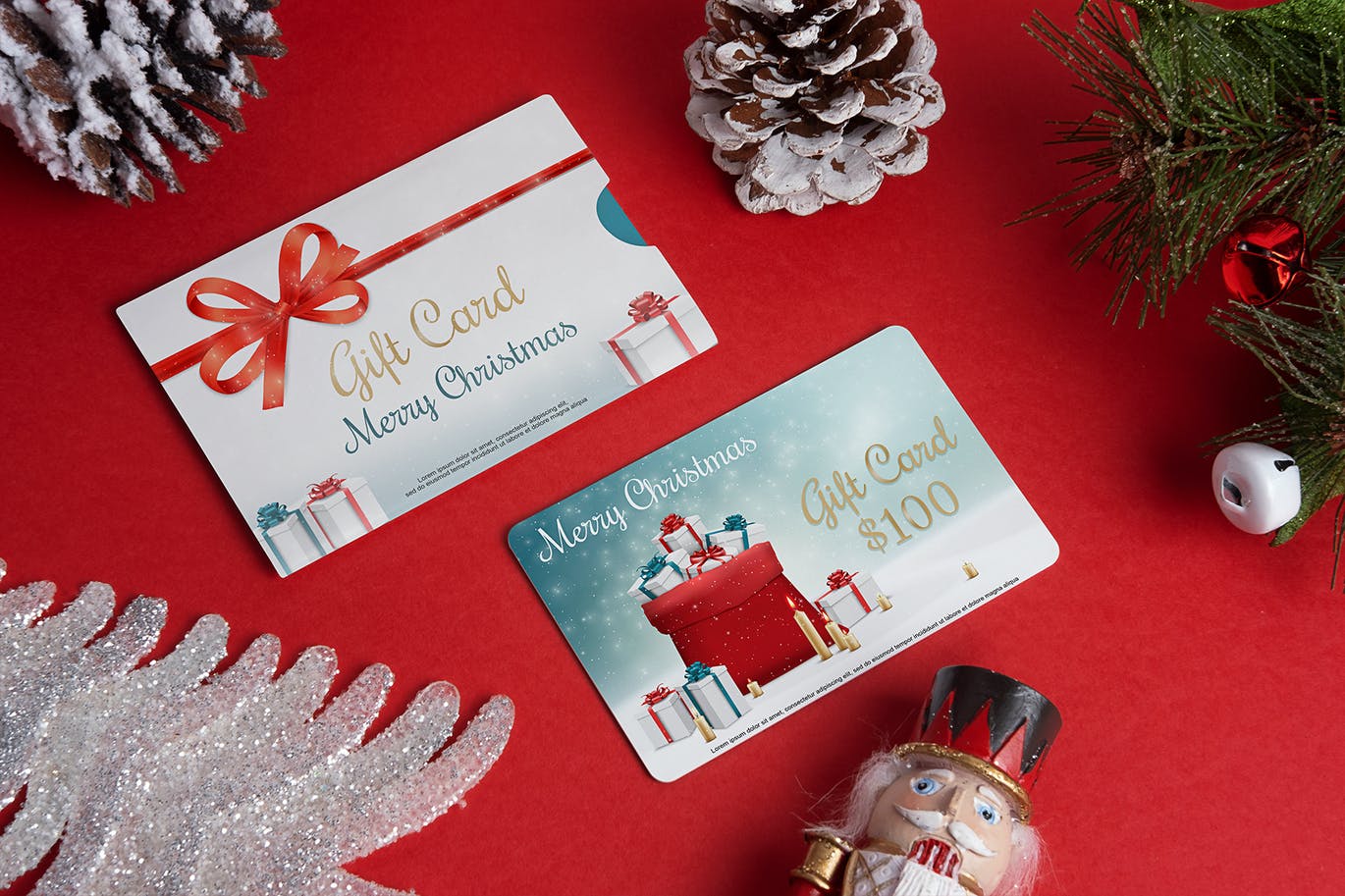 圣诞礼品卡设计样机下载（PSD）