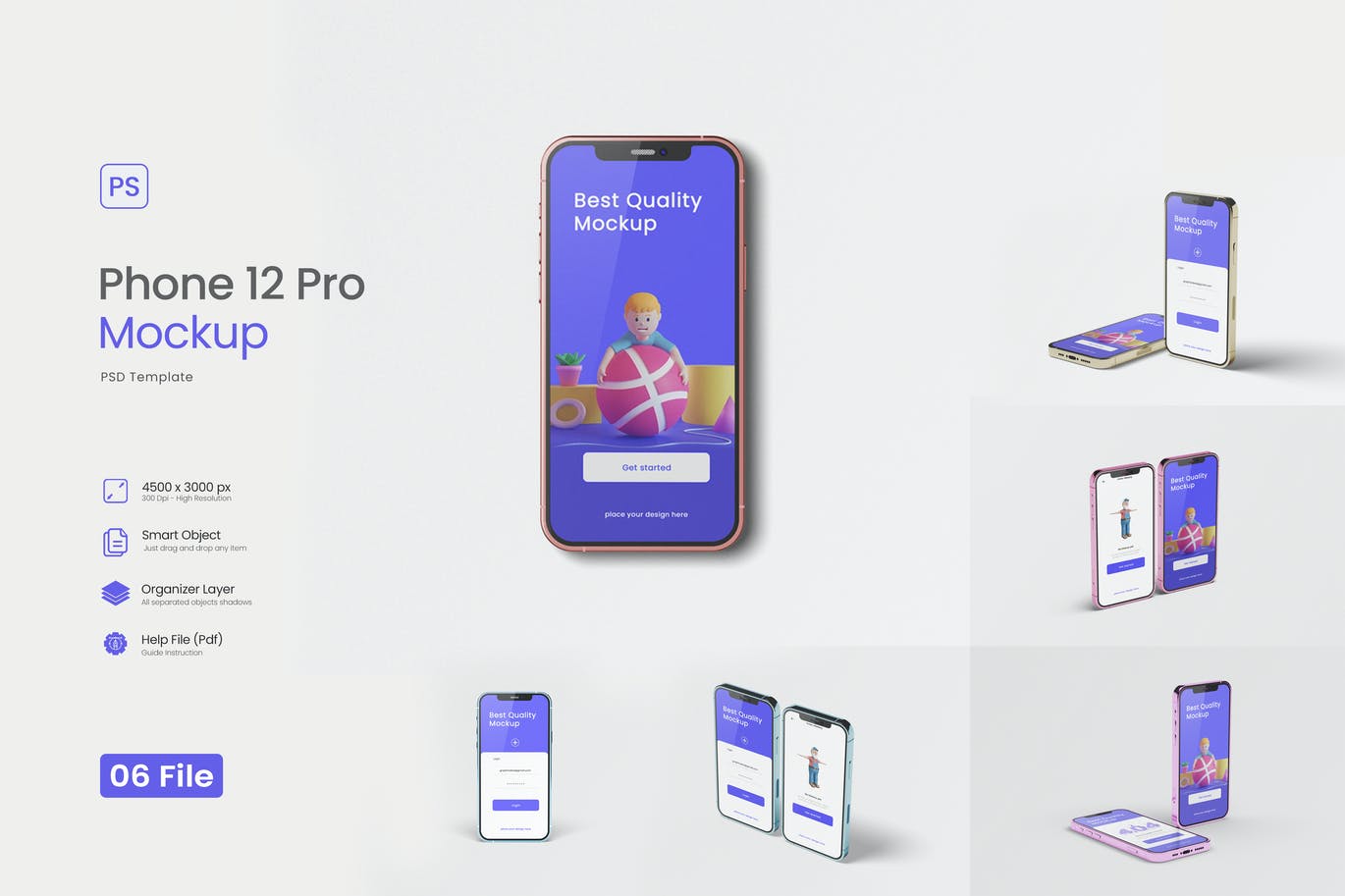 高品质的iPhone 12 Pro APP UI样机展示模型mockups