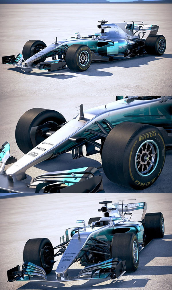 F1 梅赛德斯 Mercedes W08 2017 方程式赛车3D模型下载（C4D,FBX,OBJ,MAX）