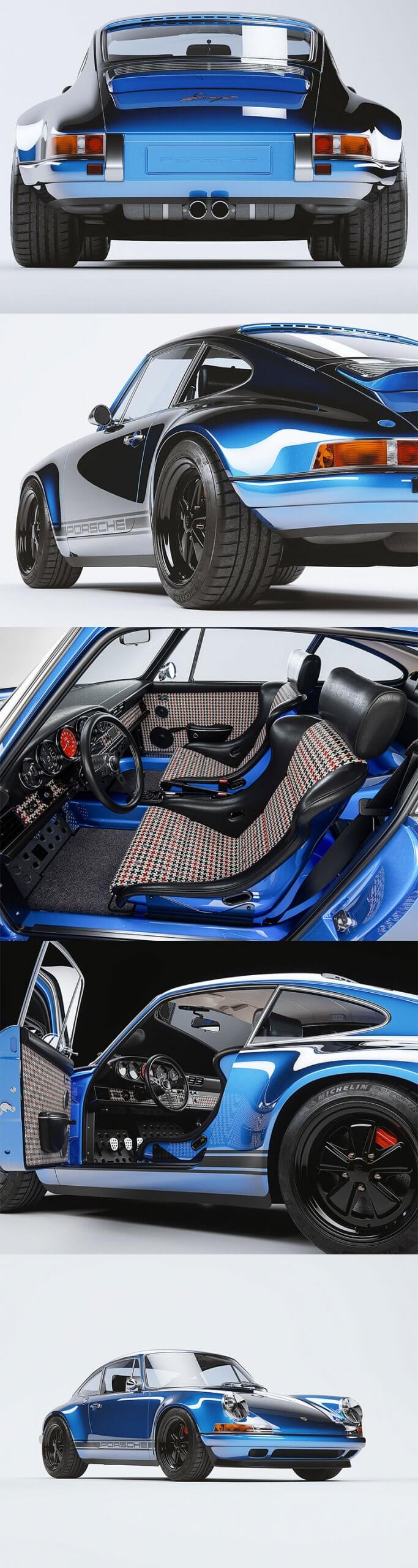 C4D版保时捷 911 酷炫经典款跑车3D模型下载（FBX,C4D）