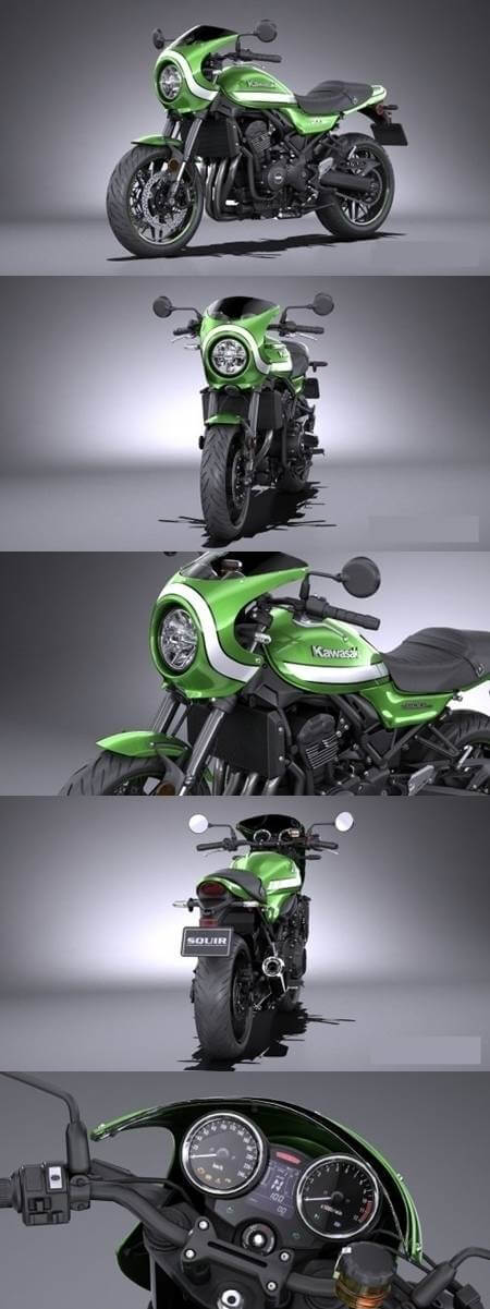 Kawasaki川崎2019款Z900RS复古摩托车3D模型（OBJ,FBX,MAX）