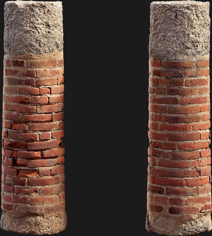 Roman Red Brick Column罗马红砖柱3D模型（FBX）