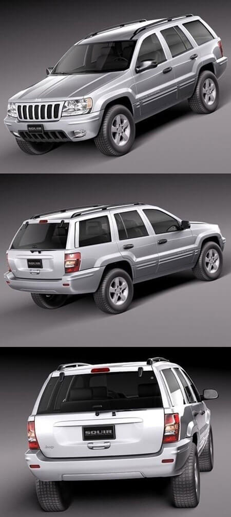 Jeep Grand Cherokee 1999-2005大切诺基银色SUV汽车3D模型（OBJ,FBX,MAX）