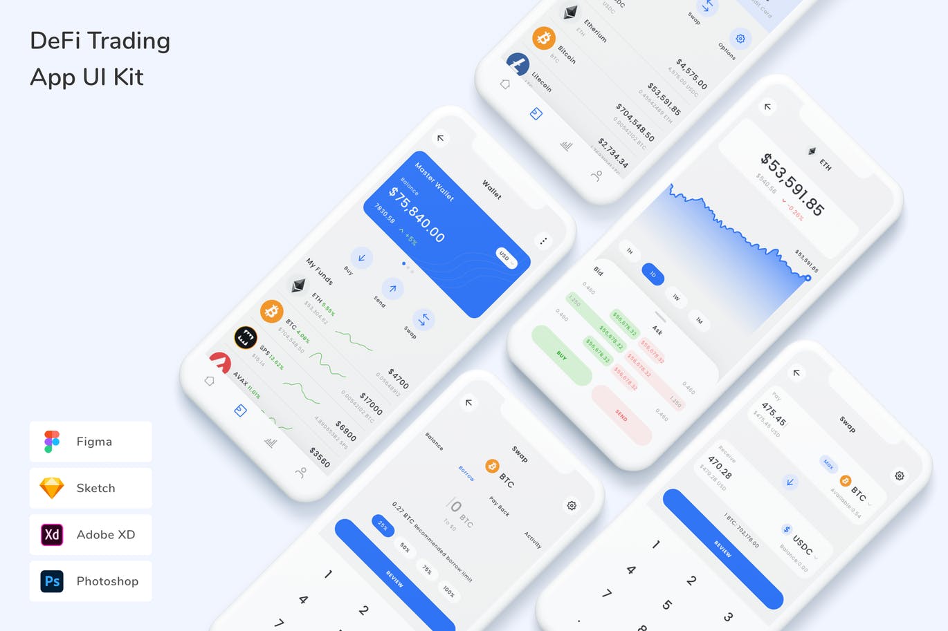 DeFi 交易市场 App UI Kit (FIG,PSD,SKETCH,XD)